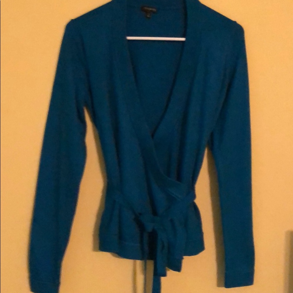 Talbots turquoise crossover sweater